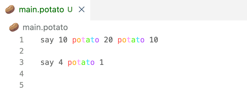 potato code example
